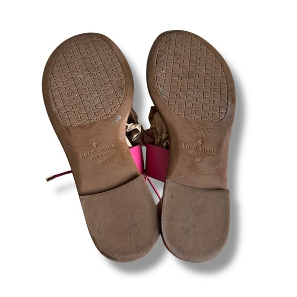 Kate Spade New York Carlita Pink Leather Bow Ankle Strap Flat Sandals 10M - Picture 6 of 6
